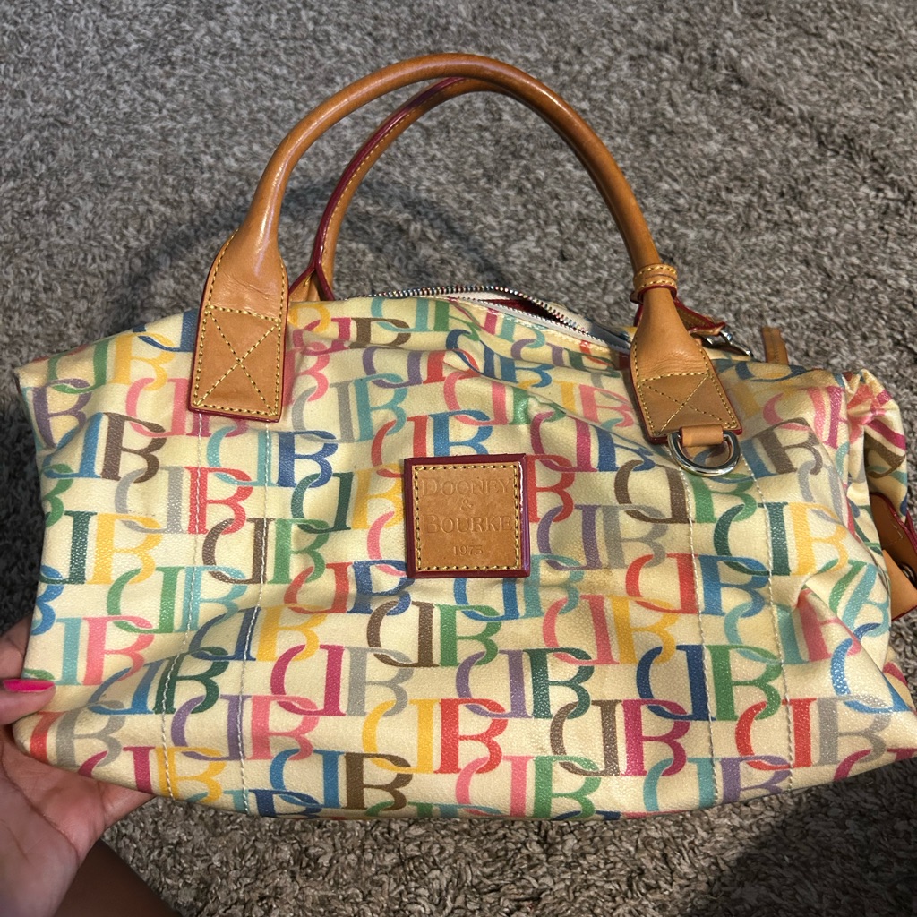Dooney & Bourke Cream And Pink Satchel Bag